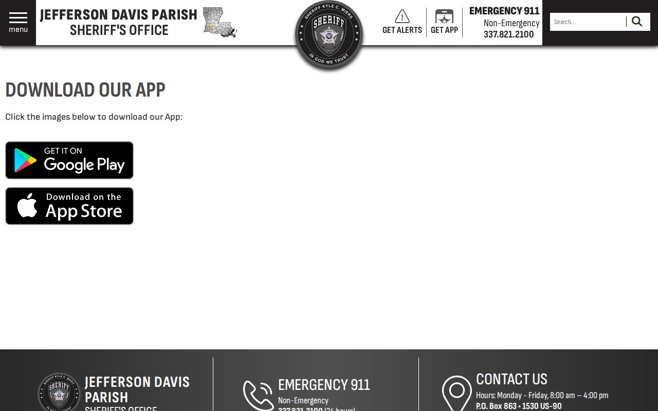 Jefferson Davis Parish Sheriff app access for released inmate records and mugshot checks