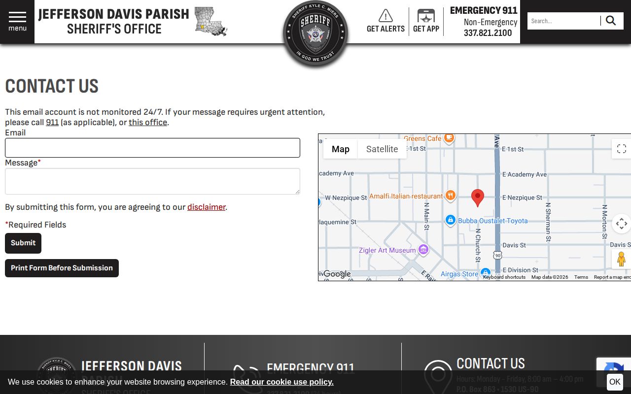 Jefferson Davis Parish contact and release transfer records channel