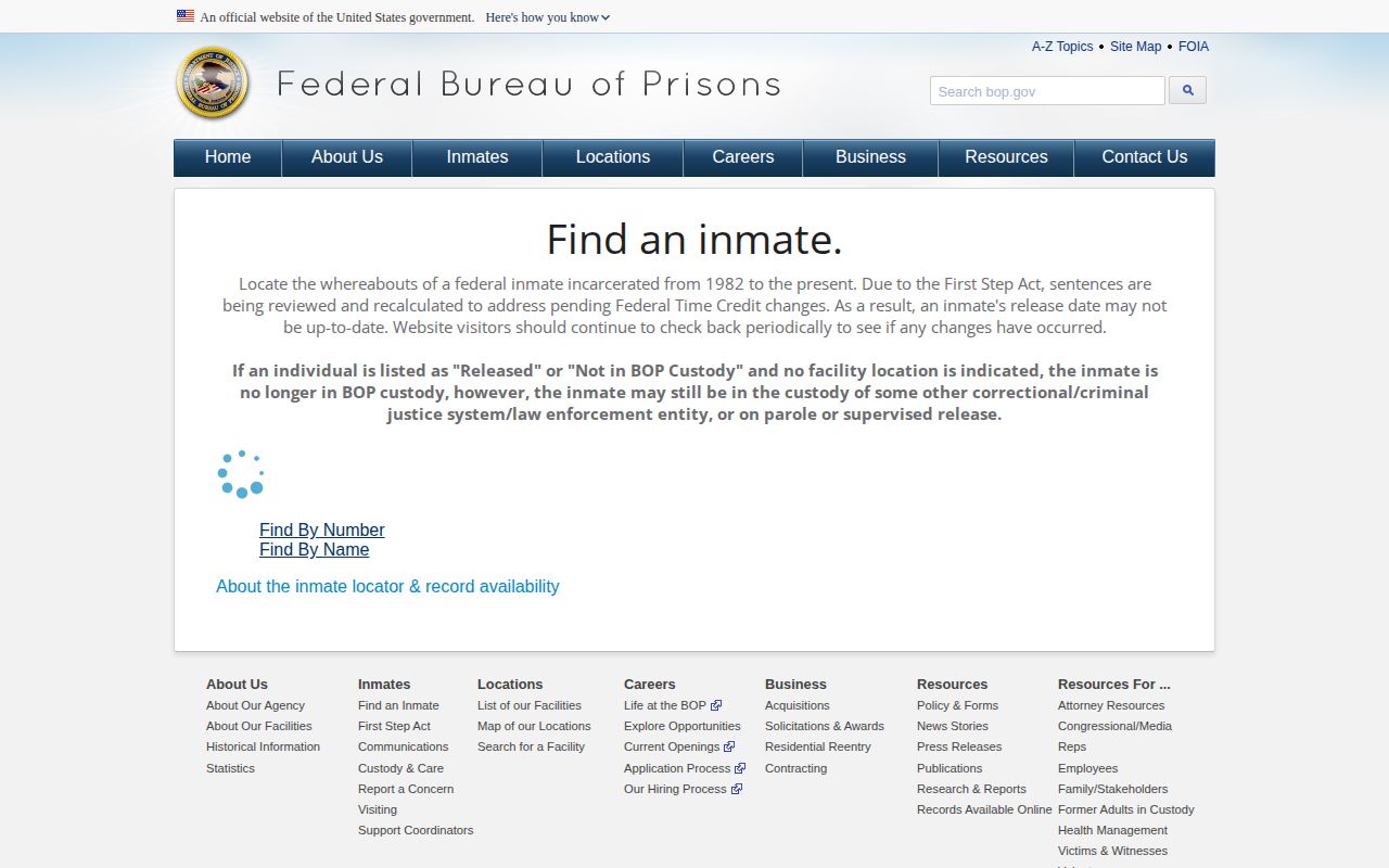 Federal Bureau of Prisons release locator for a person connected to Jefferson Davis Parish