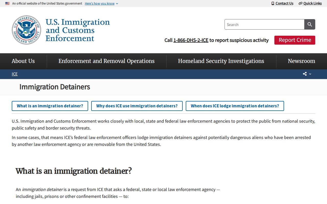 ICE detainer transfer explanation for Jefferson Davis Parish release records