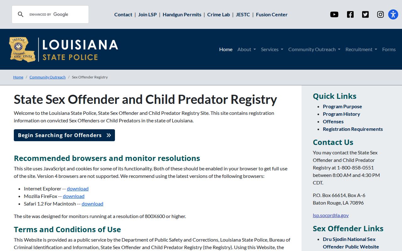 Louisiana registry channel distinct from a Jefferson Davis Parish VINE inmate check